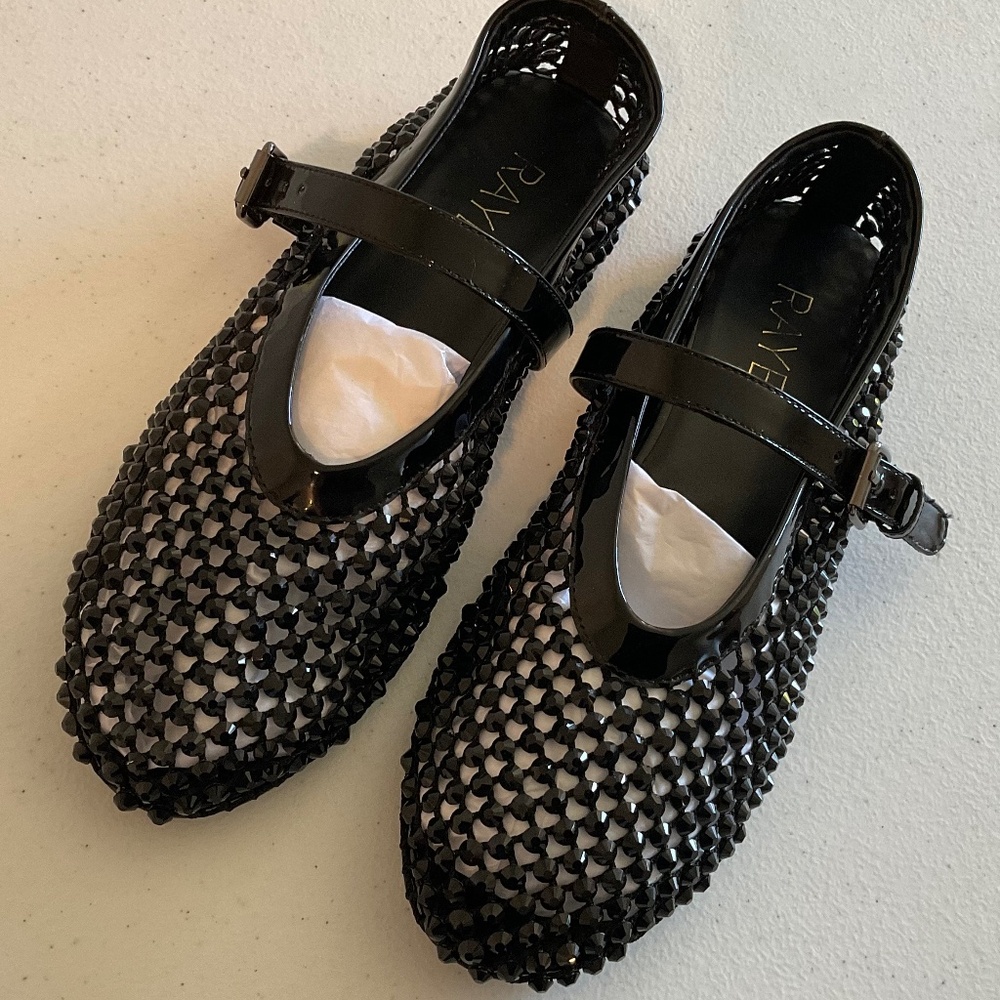 RAYE Noam Flat Mary Jane Crystal Embellished Black Size 7 LIKE NEW - Picture 12 of 12